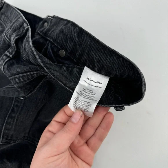 Reformation Jeans High Rise Knee Length Distressed Denim Shorts - Picture 4 of 4